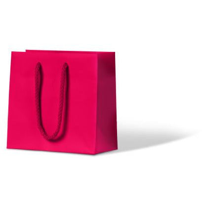 Laminated Matte Emerald Paper Bag - Hot Pink